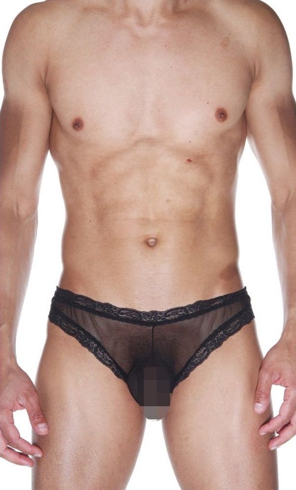 Мужские трусы-бразилиана с кружевной отделкой 1