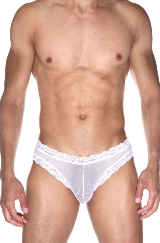 Белые полупрозрачные трусы-бразилиана 1