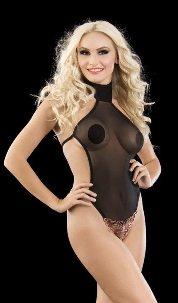 Женское полупрозрачное боди без рукавов 1