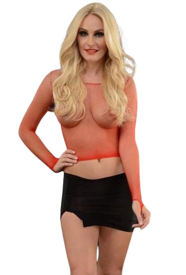 Дерзкий комплект: сетчатый топ и облегающая мини-юбка 1
