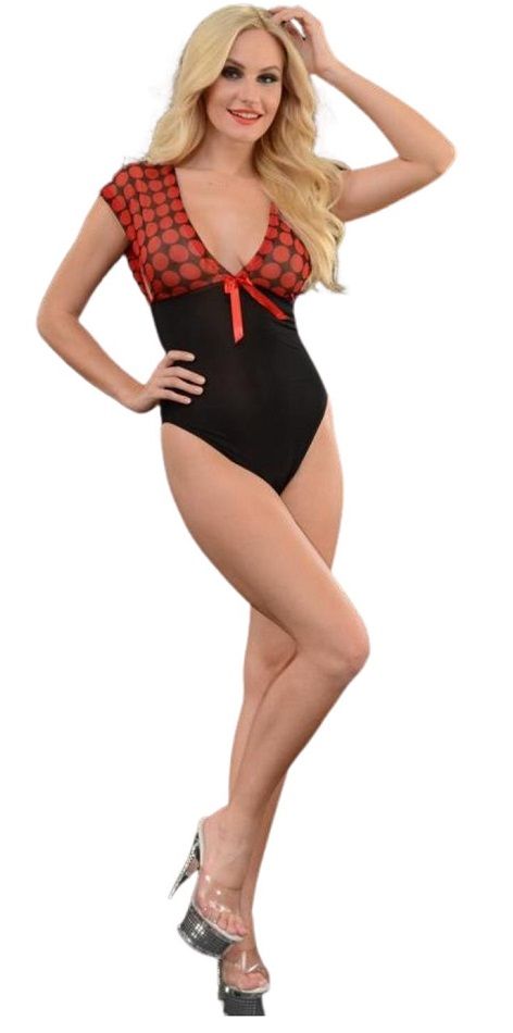 Женское боди с верхом в крупный горох 1