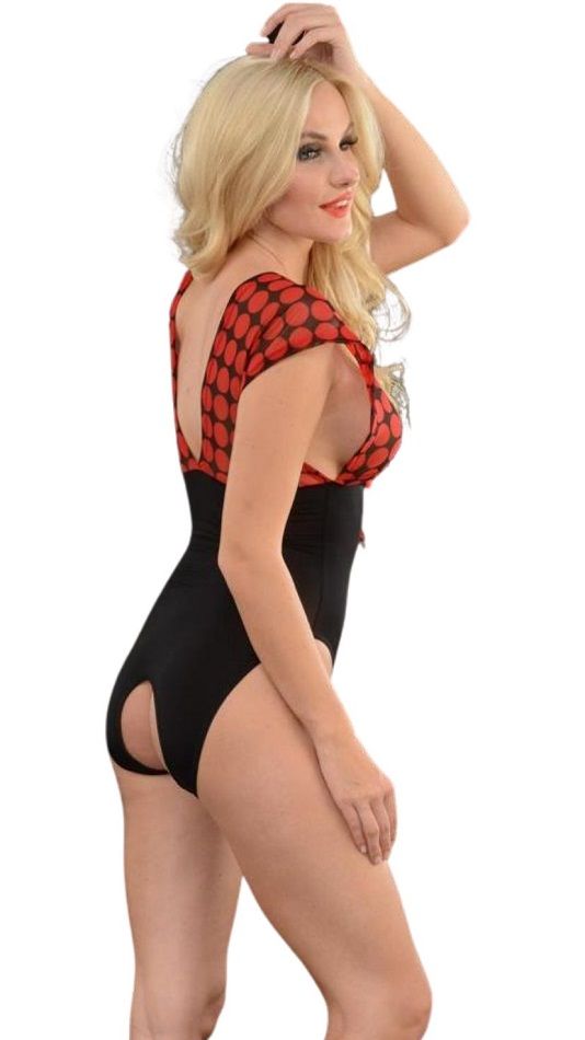 Женское боди с верхом в крупный горох 2