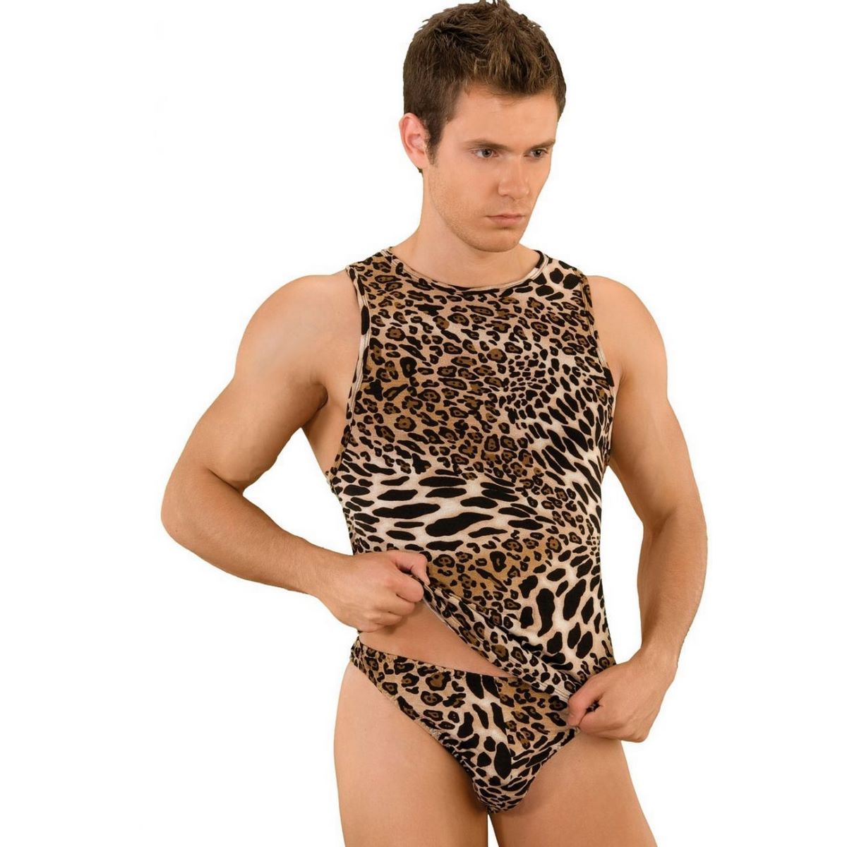 Мужская майка-борцовка с леопардовым принтом 1
