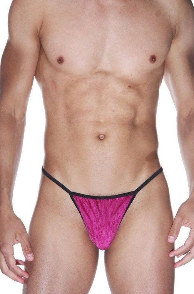 Мужские розово-черные трусы-стринги 1