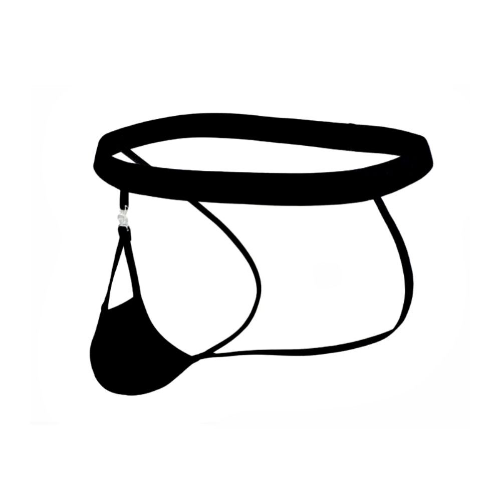 Черные сексуальные трусы-джоки на тонких ремешках 4