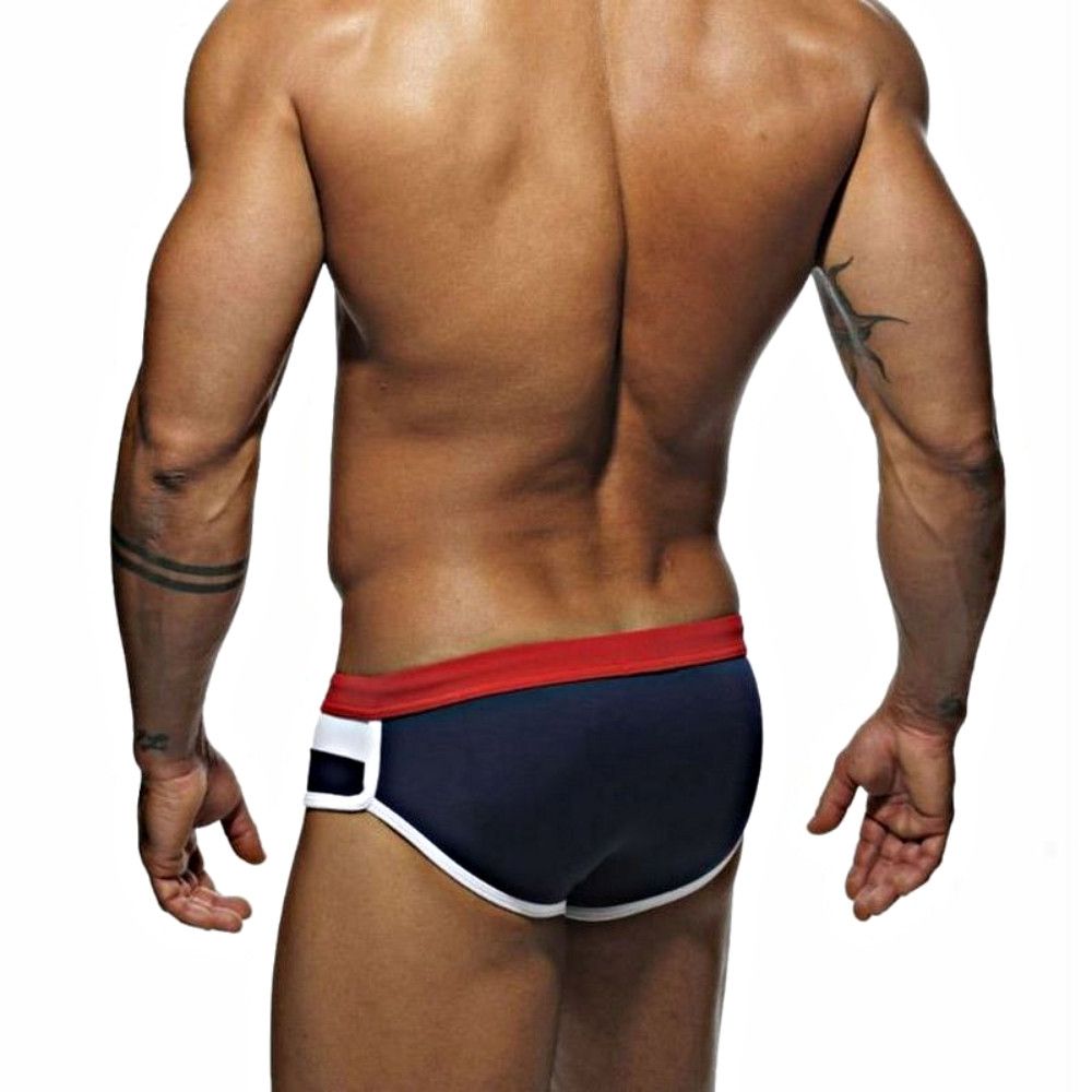 Темно-синие мужские плавки с контрастными полосами на поясе 3
