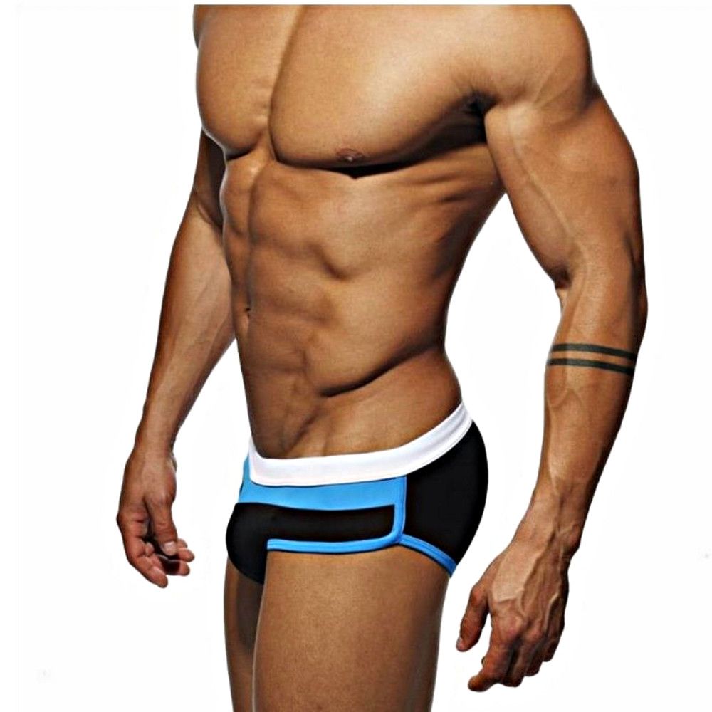 Черные мужские плавки с контрастными полосами на поясе 2