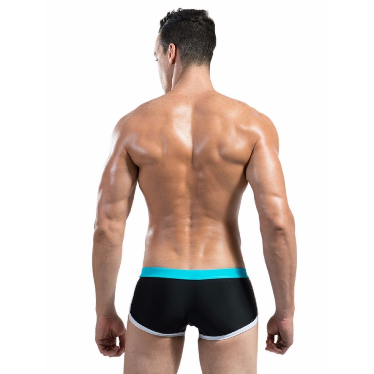 Стильные черные мужские плавки с контрастным поясом 2