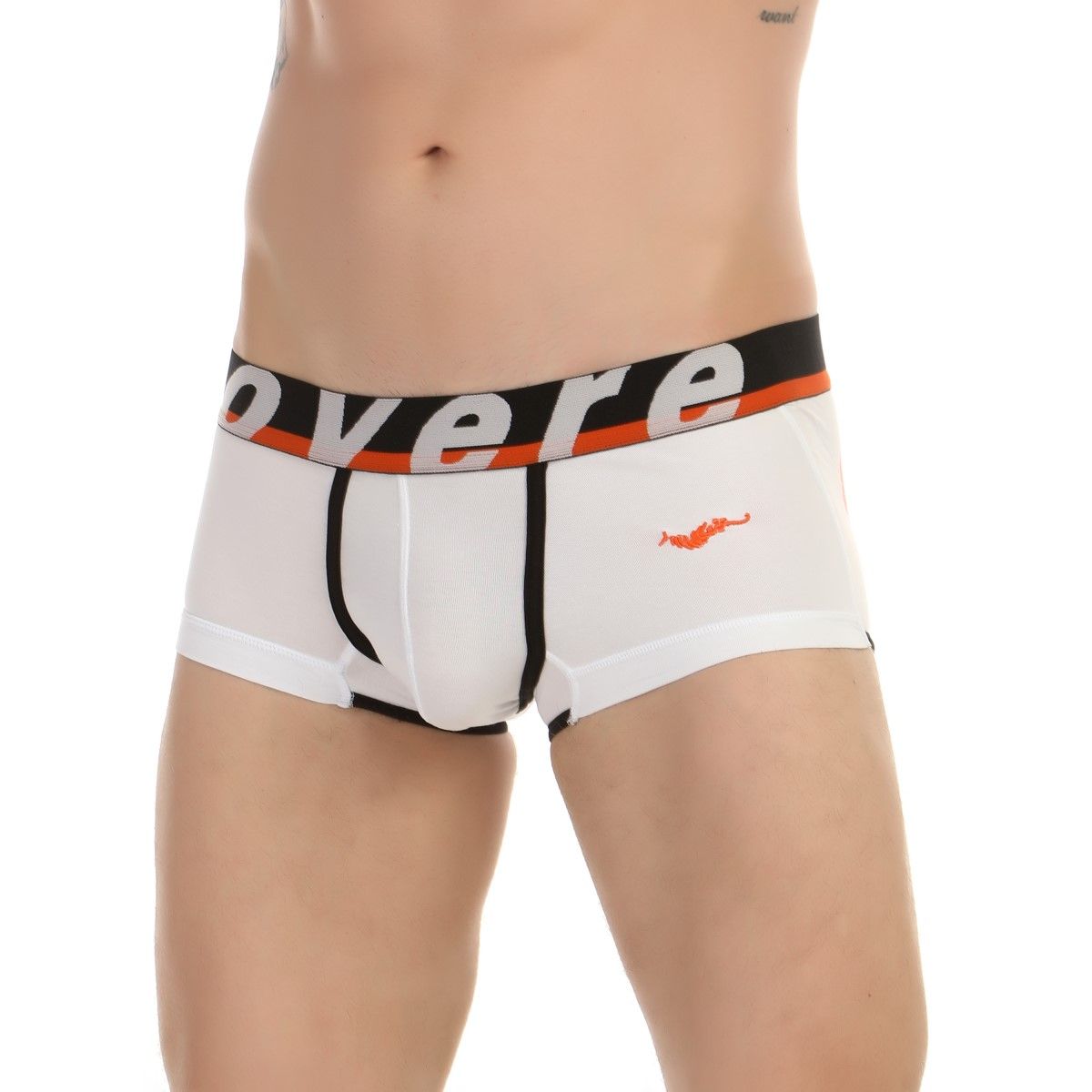 Белые трусы-хипсы с контрастной резинкой и надписями Movere 1