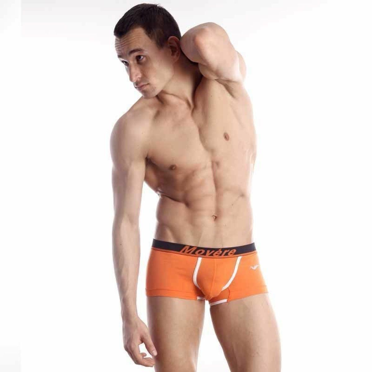 Оранжевые трусы-хипсы с черной резинкой и надписью Movere 4