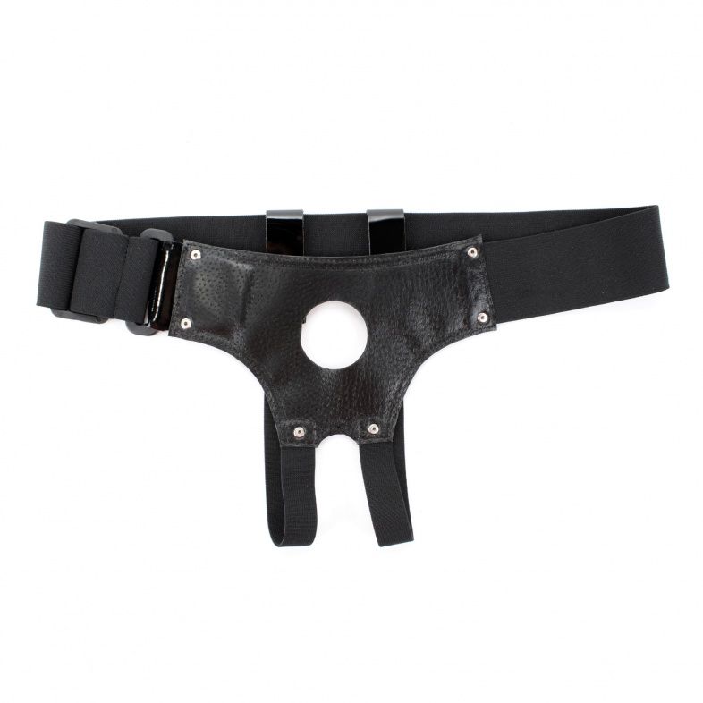 Черный лаковые унисекс-трусики для страпона 2