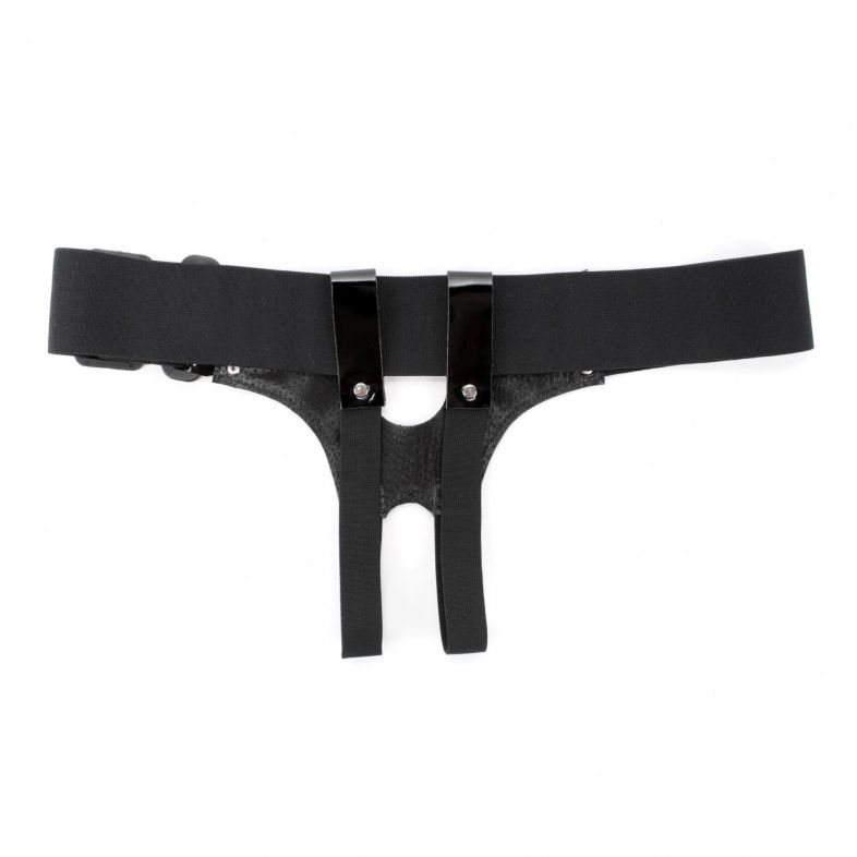 Черный лаковые унисекс-трусики для страпона 3