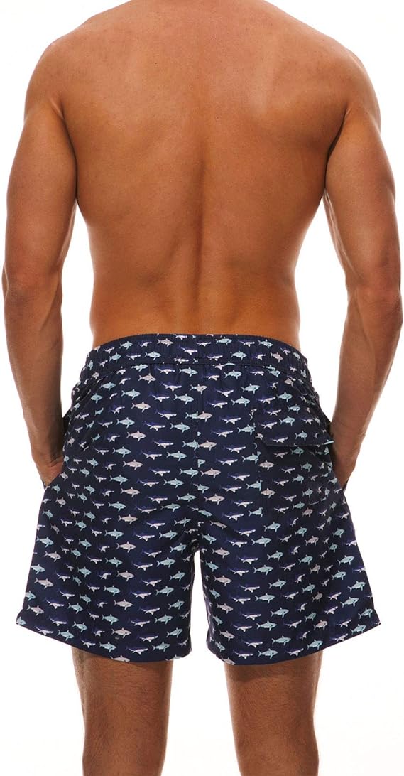 Темно-синие пляжные шорты с акулами 5