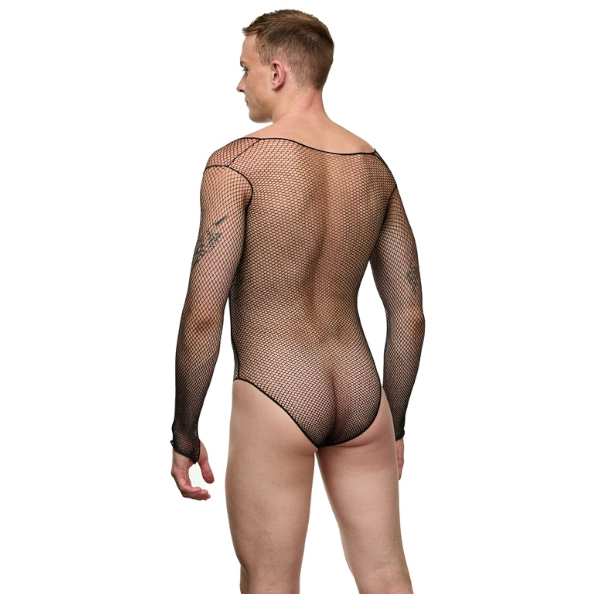 Мужское боди-сетка с длинным рукавом 2