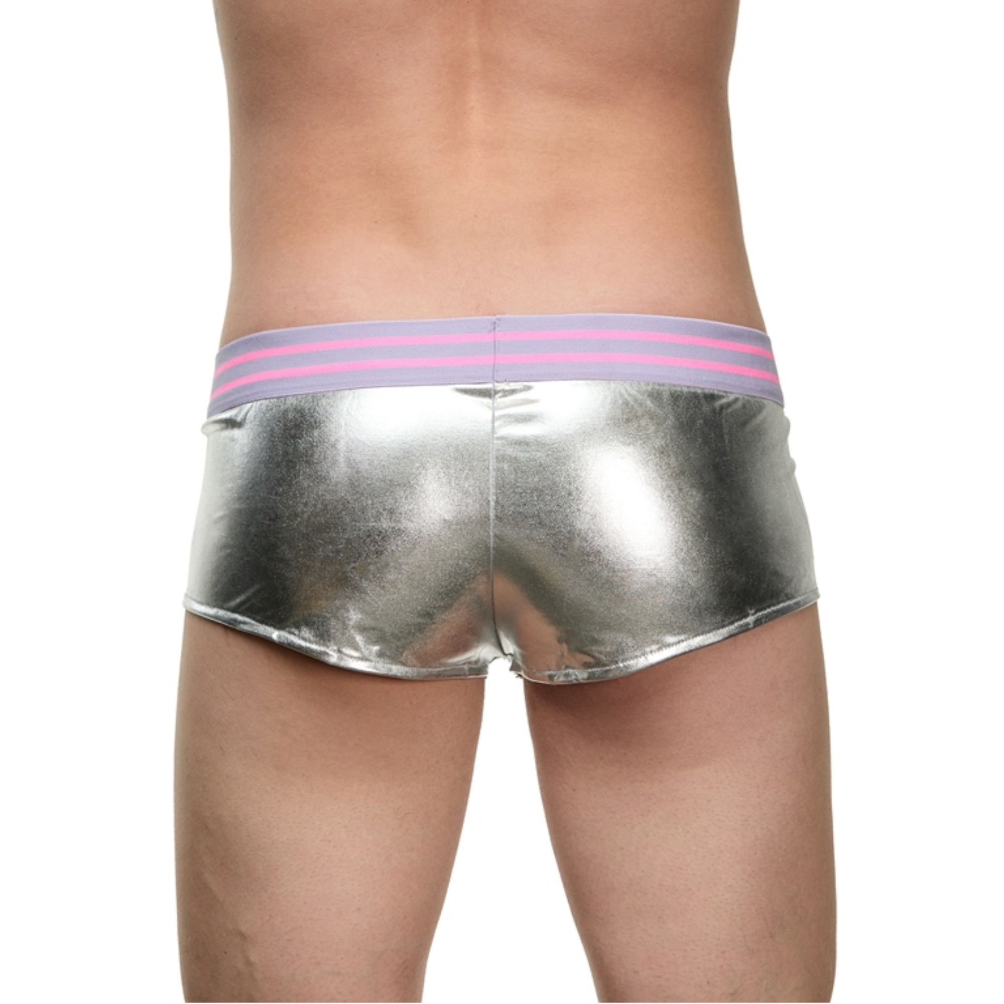 Мужские серебристые трусы-боксеры с широкой резинкой в полоску 2