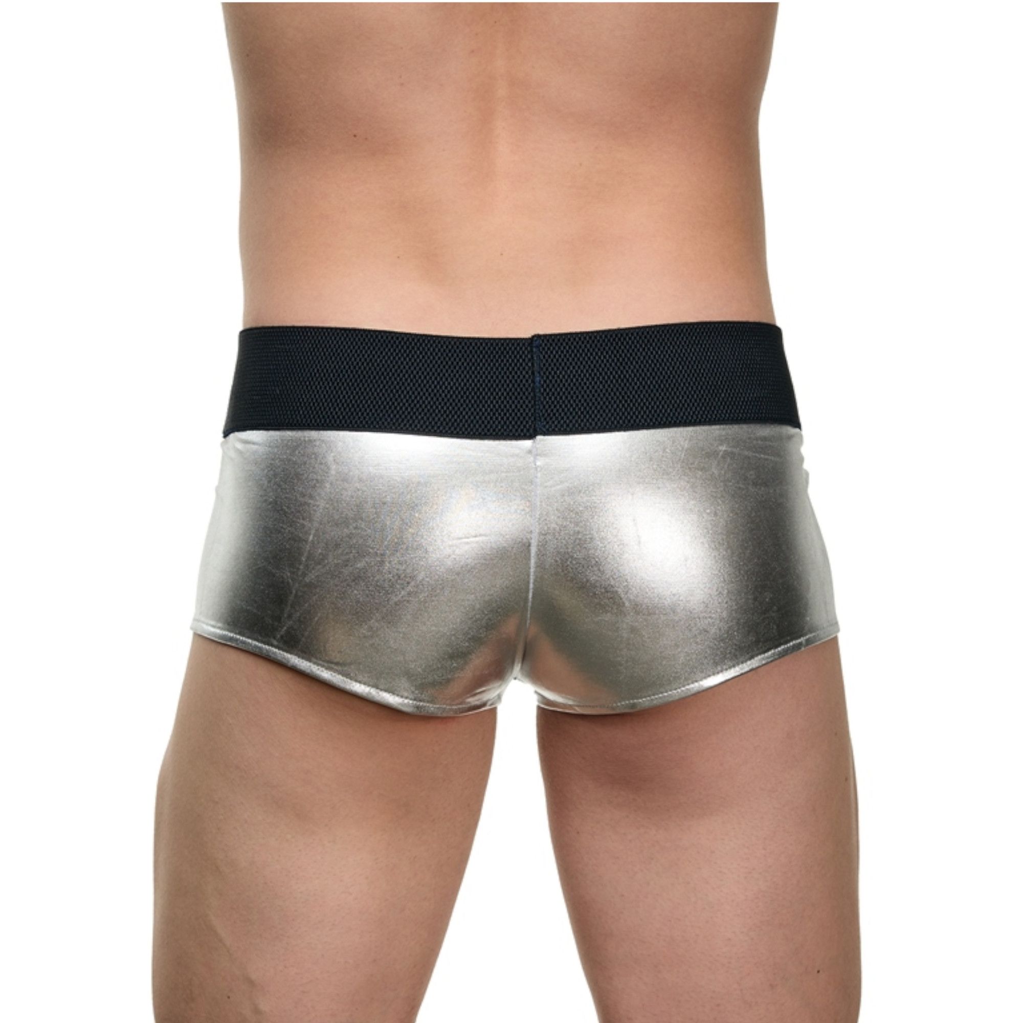 Мужские блестящие трусы-боксеры с кармашком под член 2