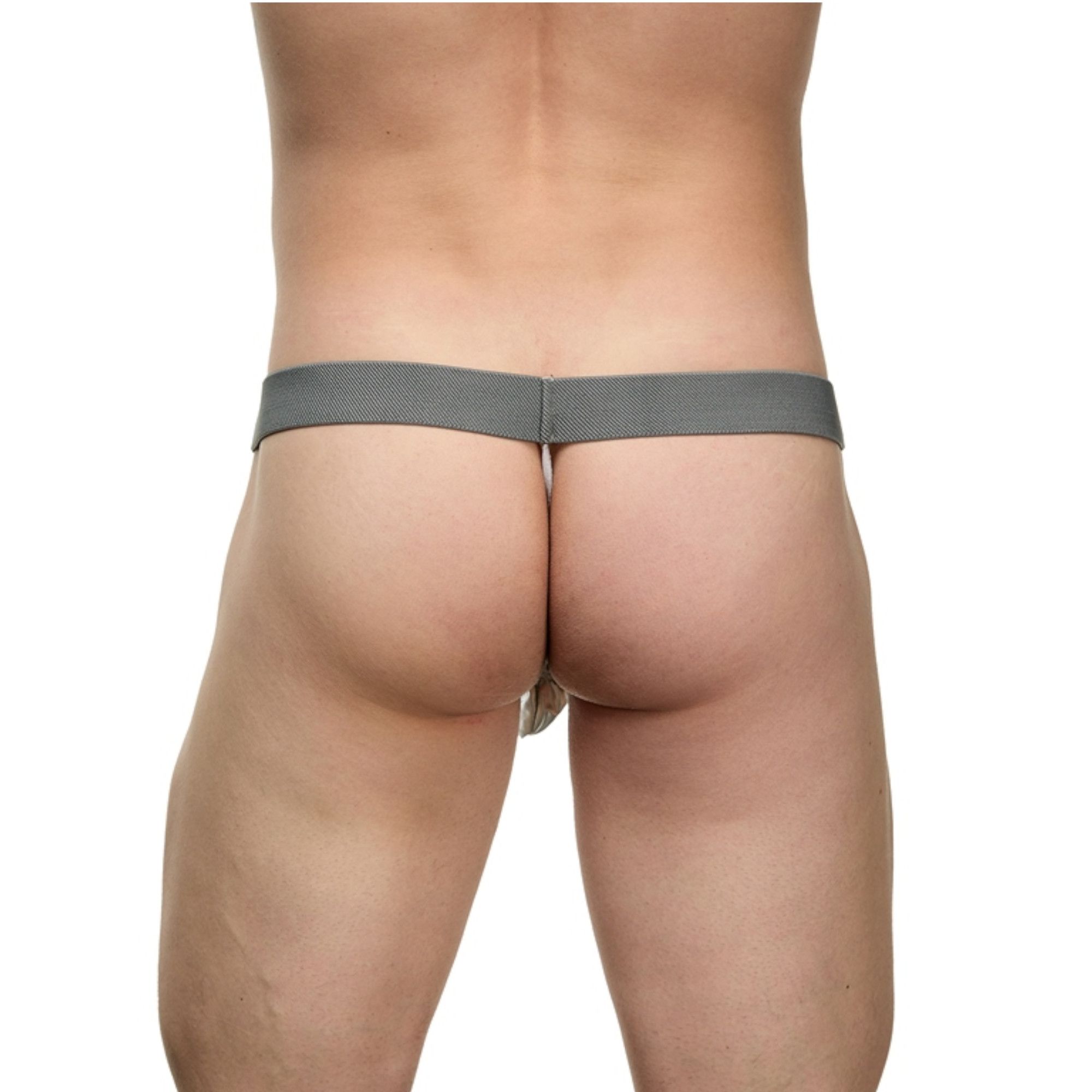 Мужские серебристые трусы-стринги 2