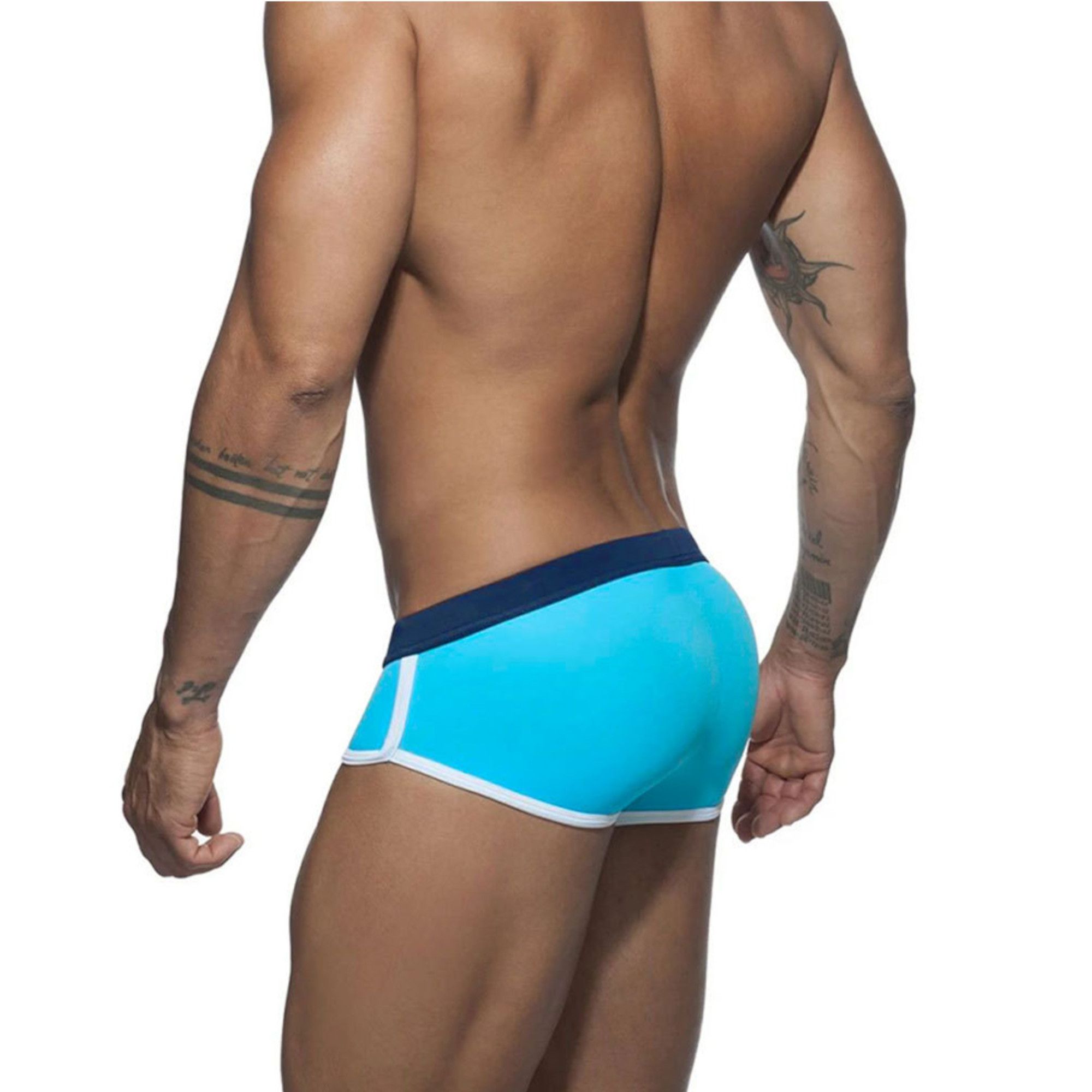 Голубые мужские плавки-брифы с контрастной отделкой 3