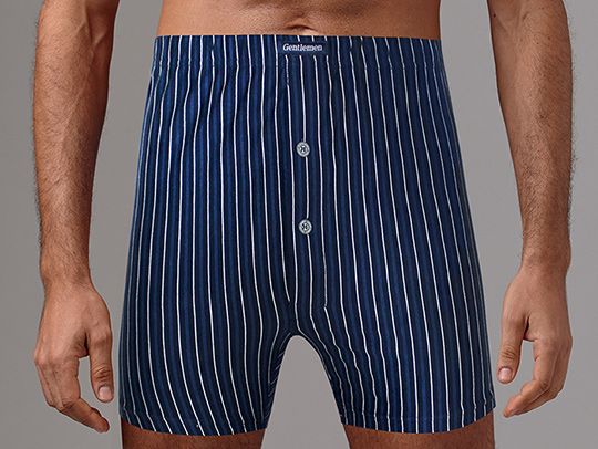 Мужские трусы-боксеры из хлопкового материала в тонкую полоску 1
