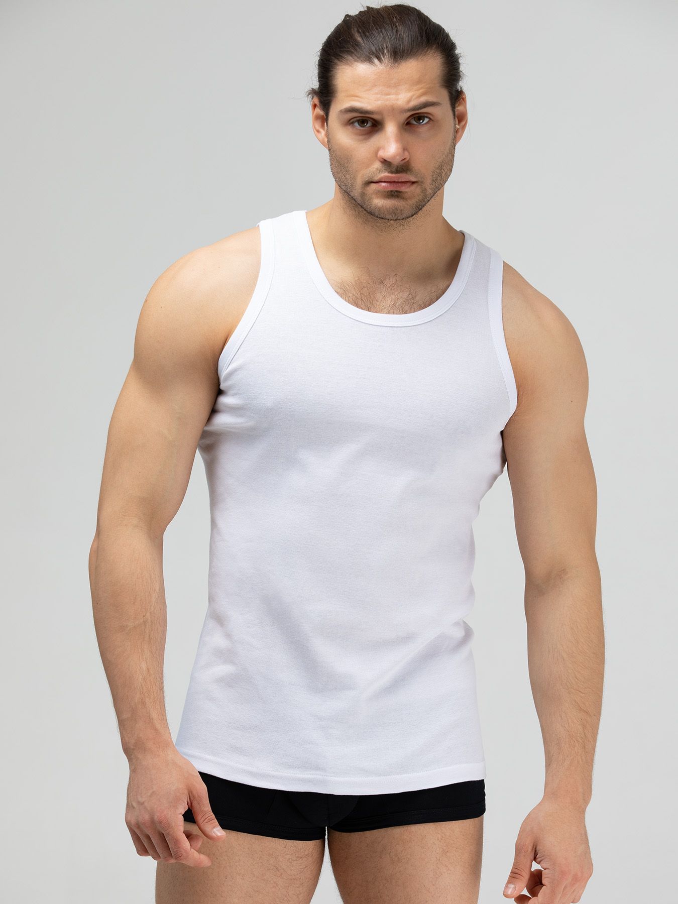 Уютная мужская майка в мелкий рубчик 2