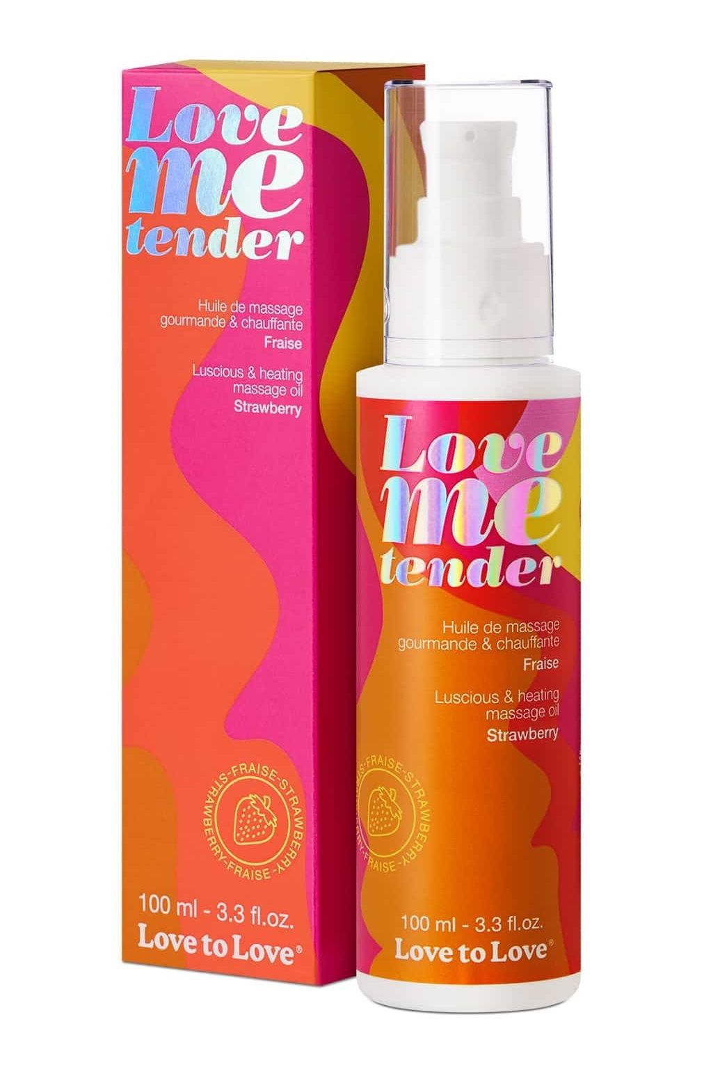 Съедобное согревающее массажное масло Love Me Tender Strawberry с ароматом клубники - 100 мл. 1