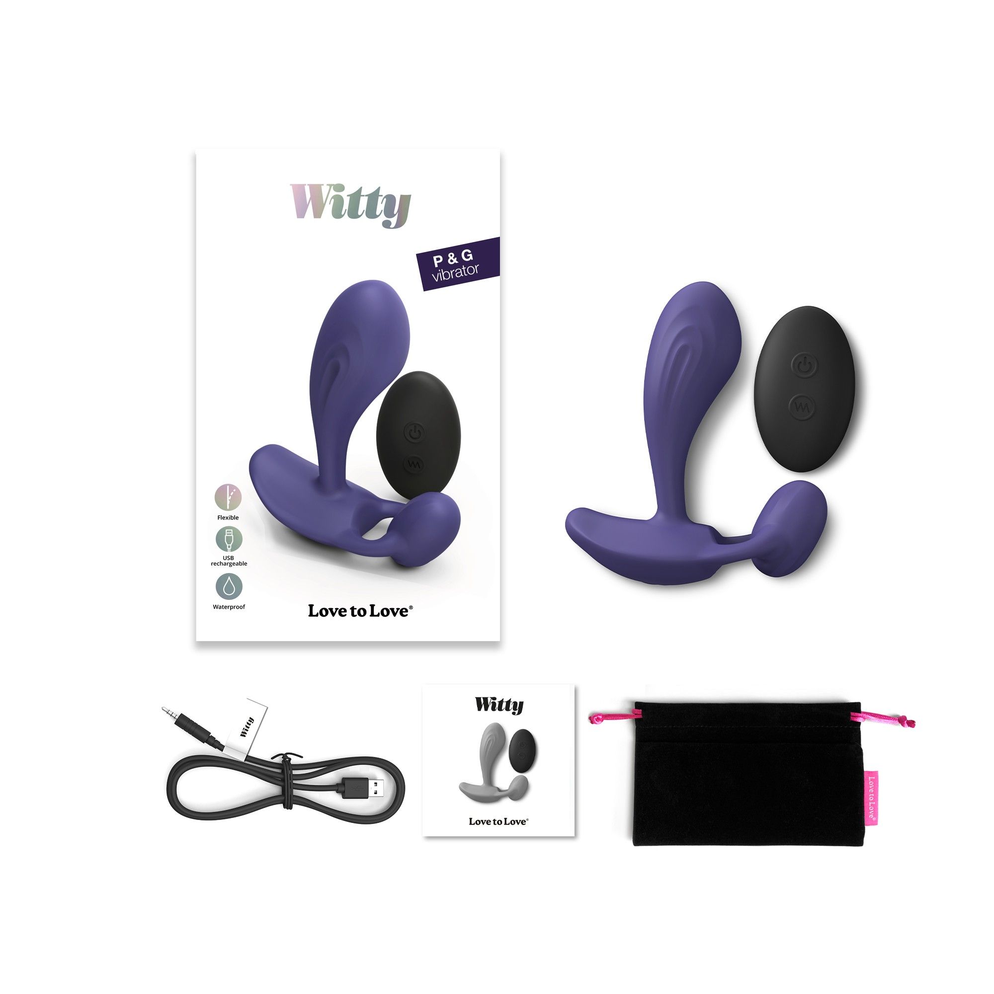 Темно-синий вибромассажер Witty P&G Vibrator with Remote Control 6