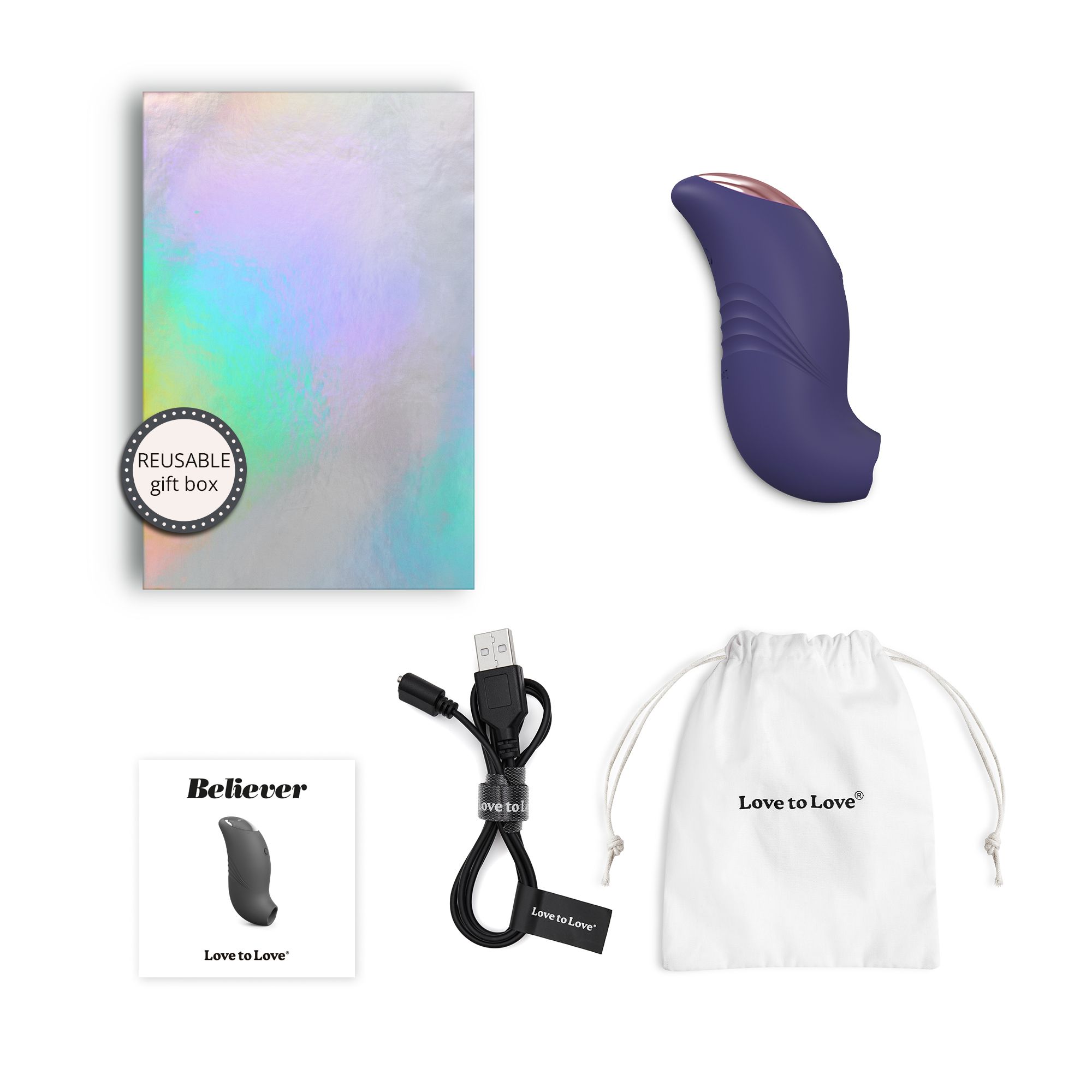 Темно-синий вакуум-волновой стимулятор Believer 6