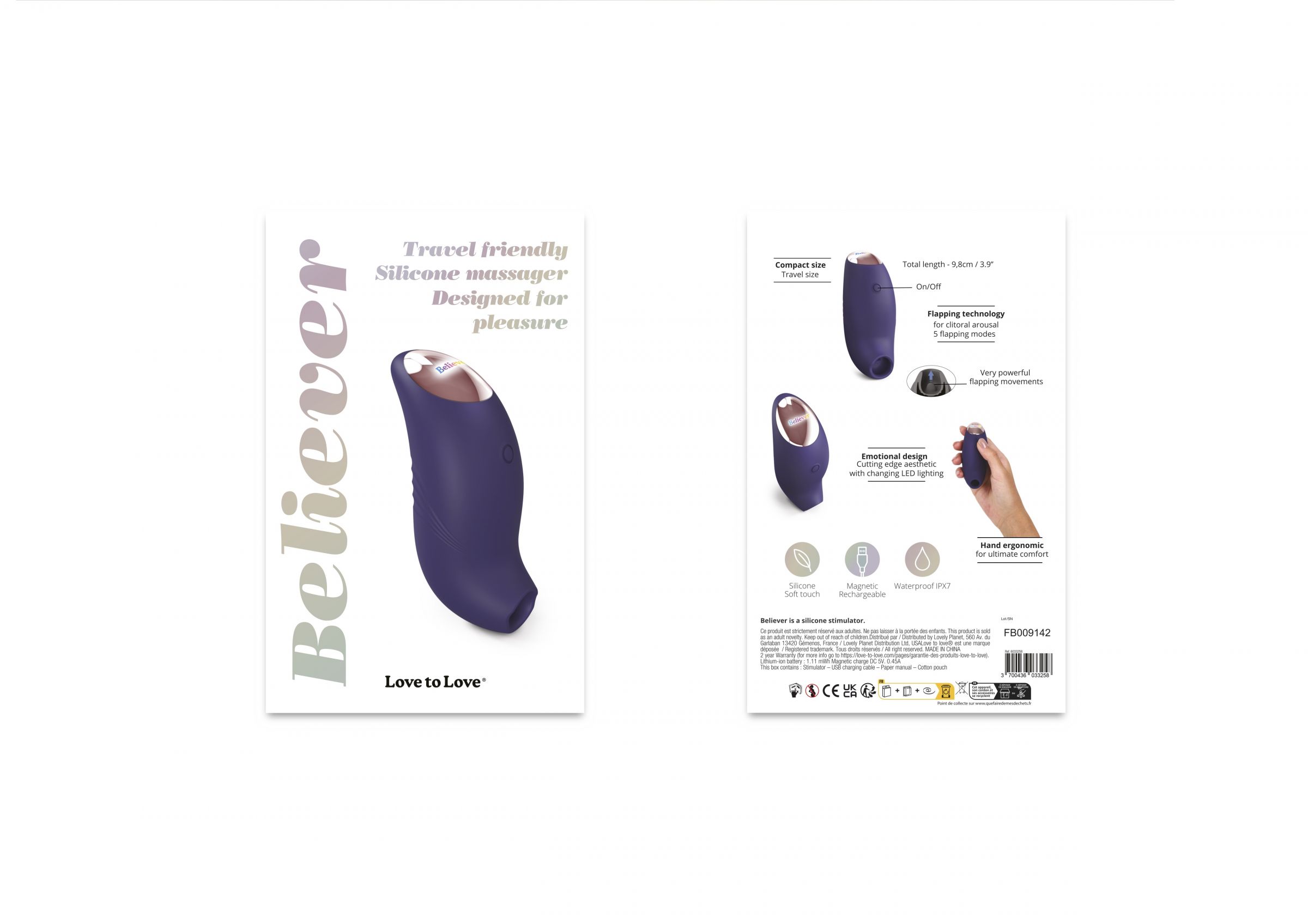 Темно-синий вакуум-волновой стимулятор Believer 7