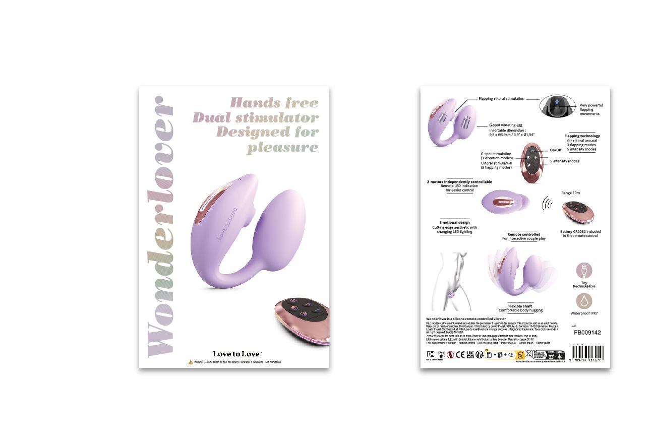 Сиреневый U-образный стимулятор клитора и точки G с пультом ДУ Wonderlover 10