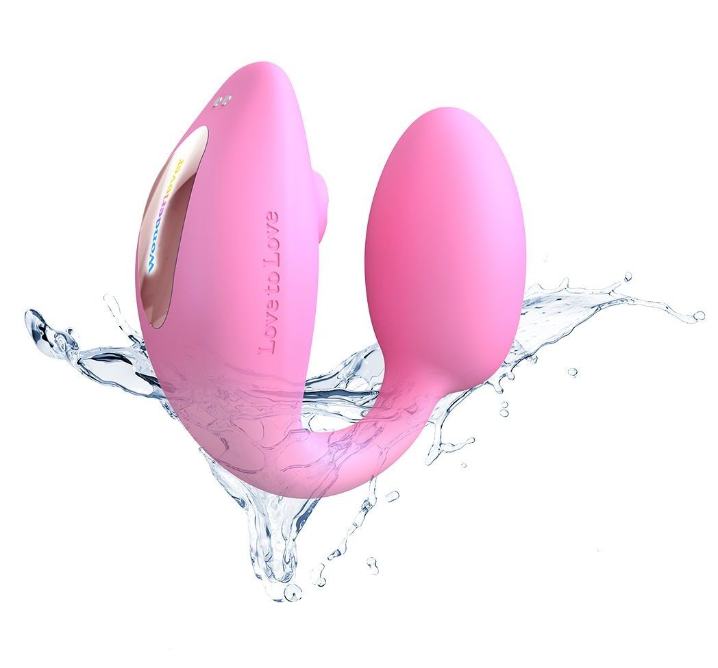 Розовый U-образный стимулятор клитора и точки G с пультом ДУ Wonderlover 8