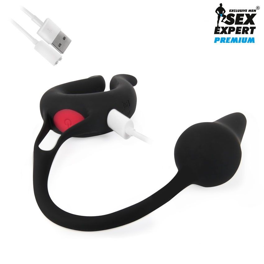 Черная вибронасадка Sex Expert с анальной втулкой 6