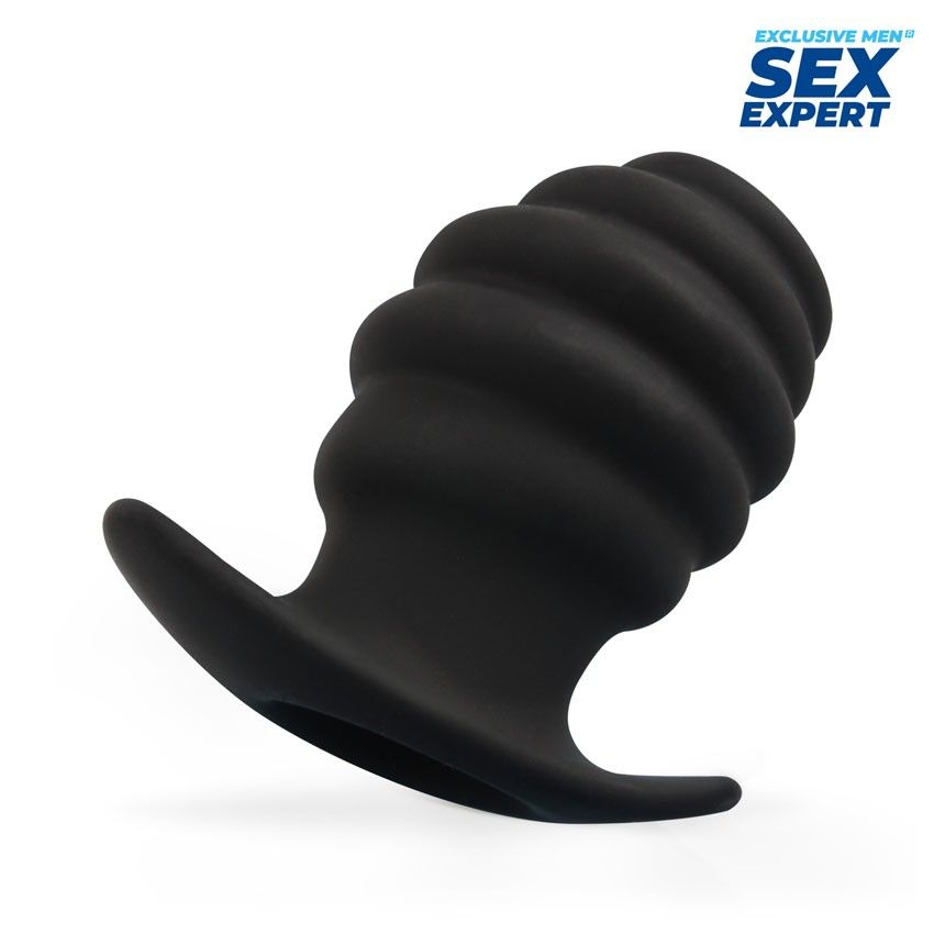 Черный рельефный анальный стимулятор-тоннель - 10 см. 1