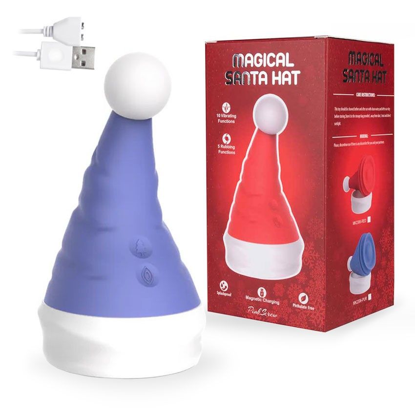 Сиреневый вибростимулятор в форме колпака Magical Santa Hat 2