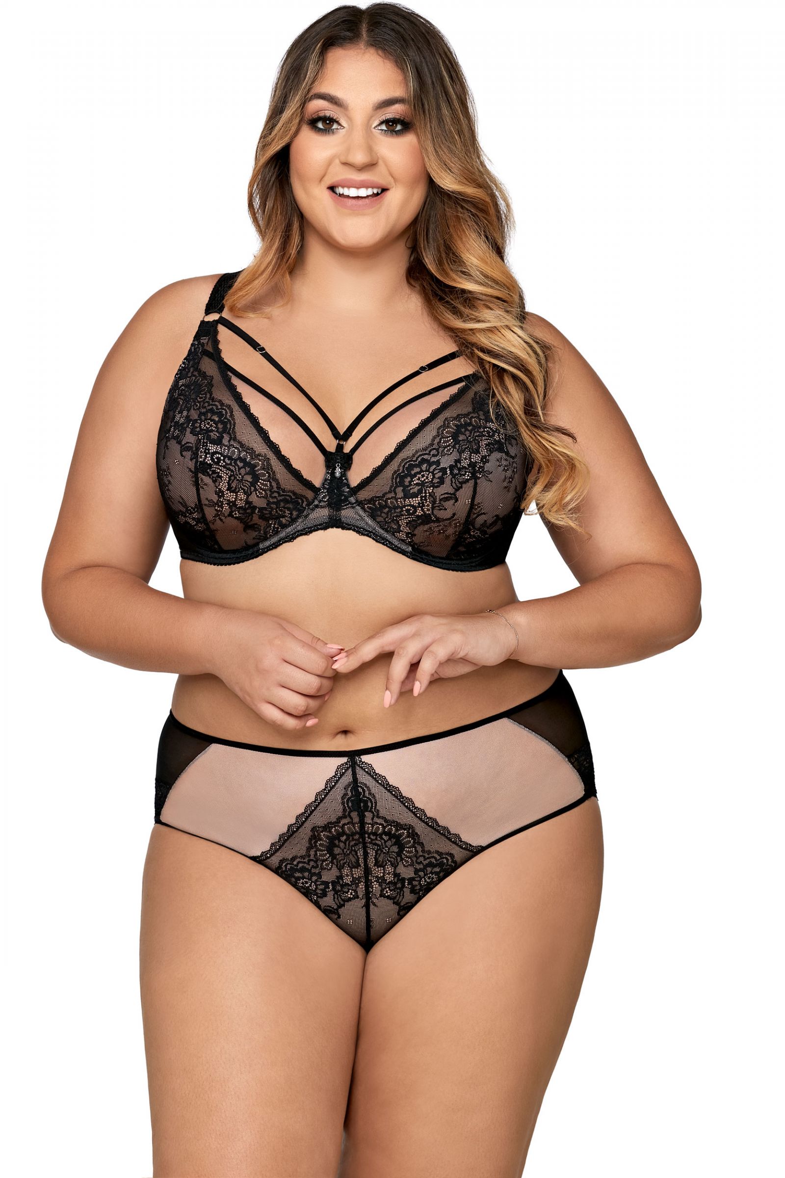 Соблазнительный бюстгальтер с мягкой чашкой +size и декоративными бретелями 8