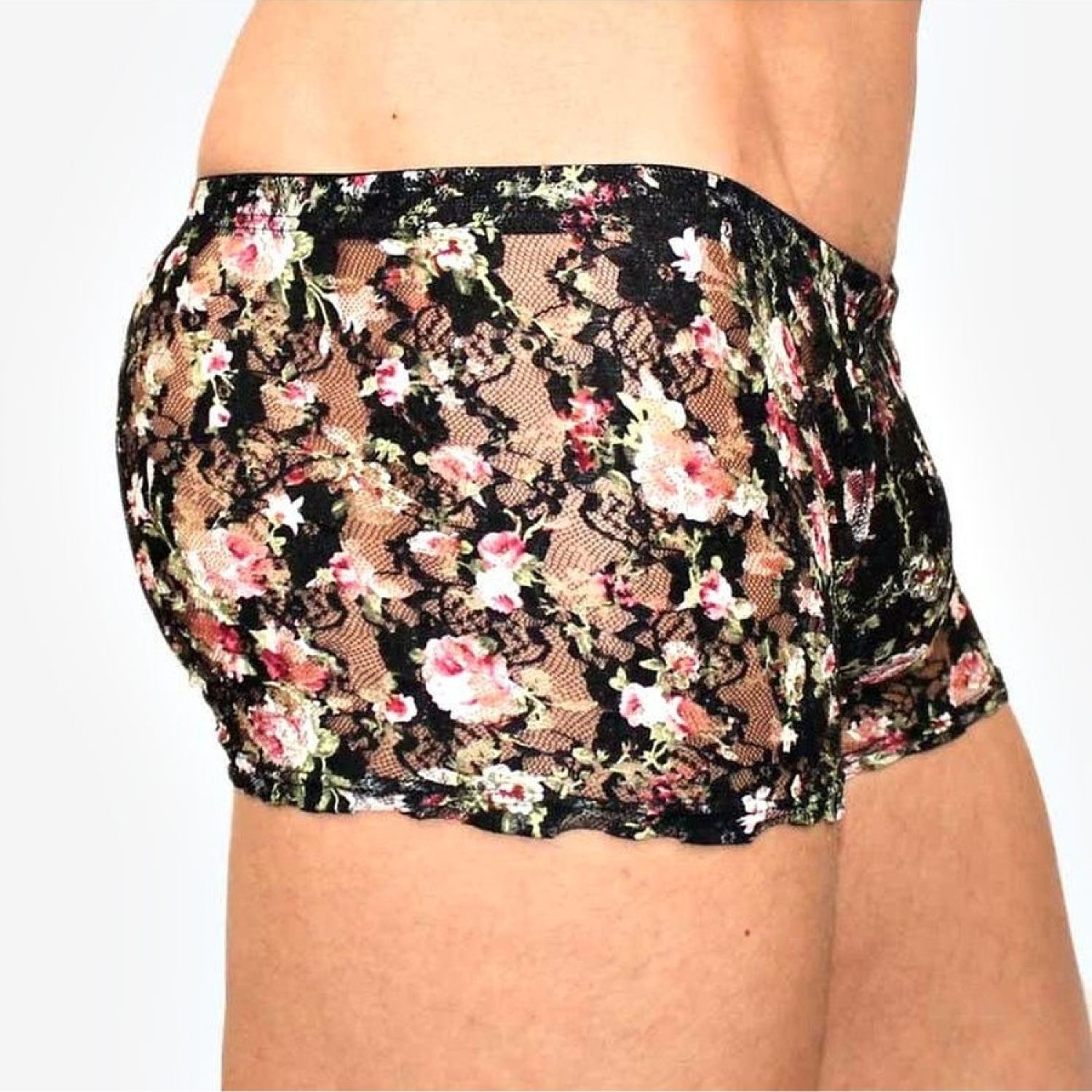 Мужские трусы-боксеры в сеточку с цветочным узором 2