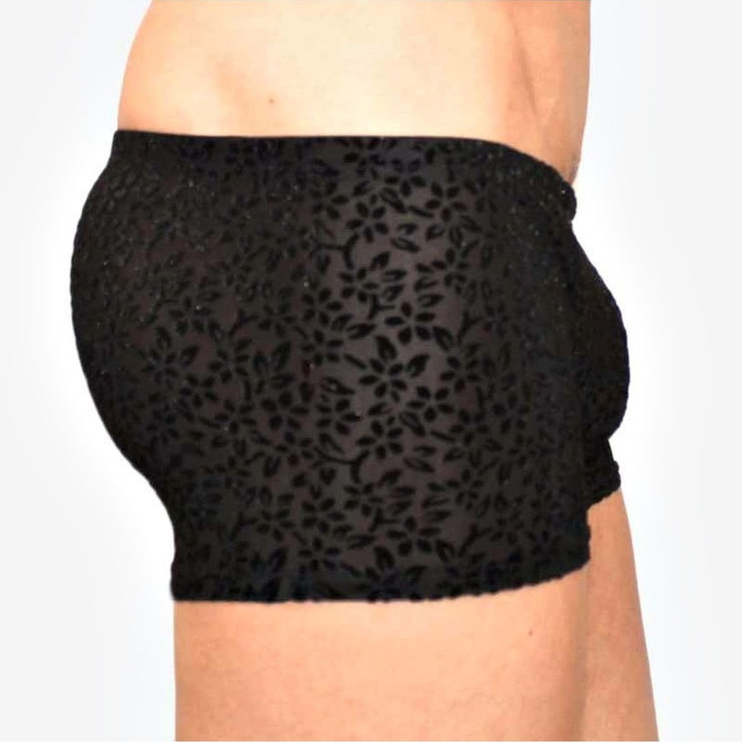 Мужские полупрозрачные трусы-боксеры с флокированным цветочным рисунком 2