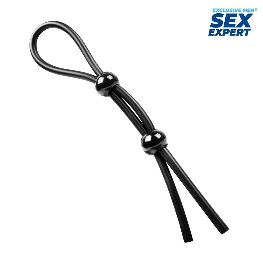 Черное силиконовое лассо с двумя шариками для утяжки 1