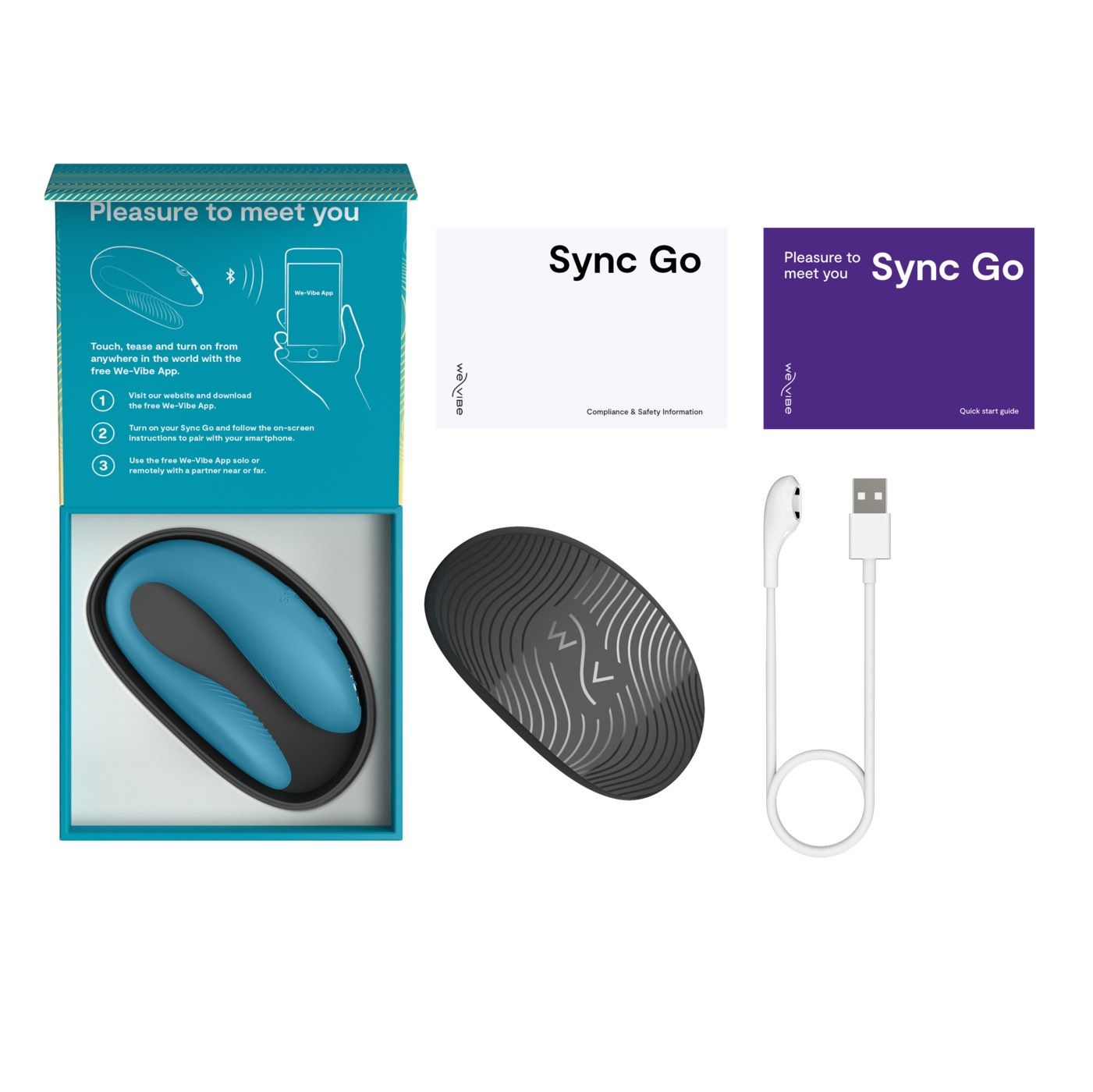 Бирюзовый вибромассажер для пар We-Vibe Sync Go 4