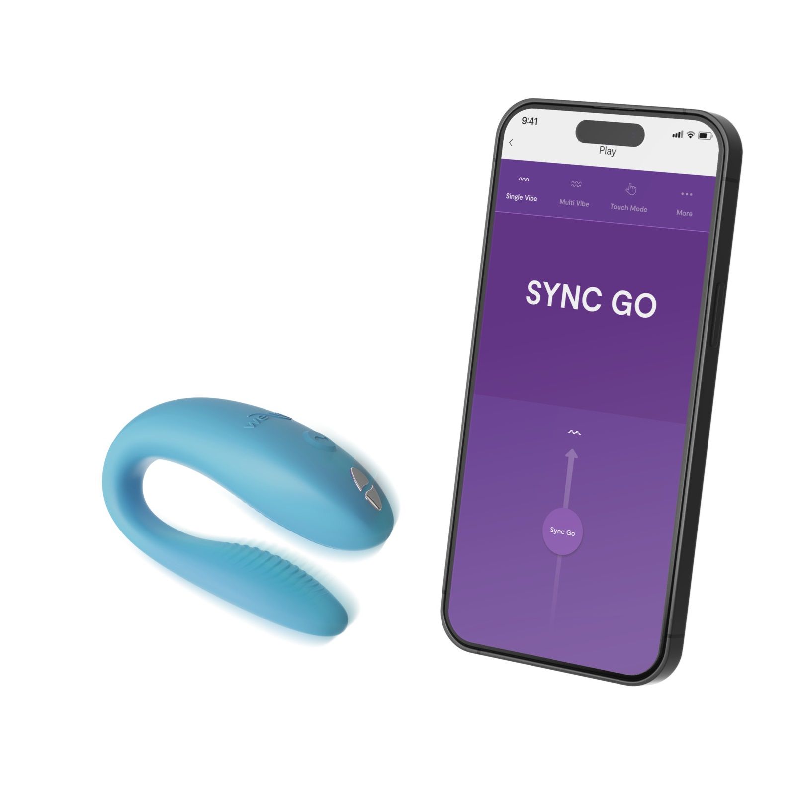 Бирюзовый вибромассажер для пар We-Vibe Sync Go 9