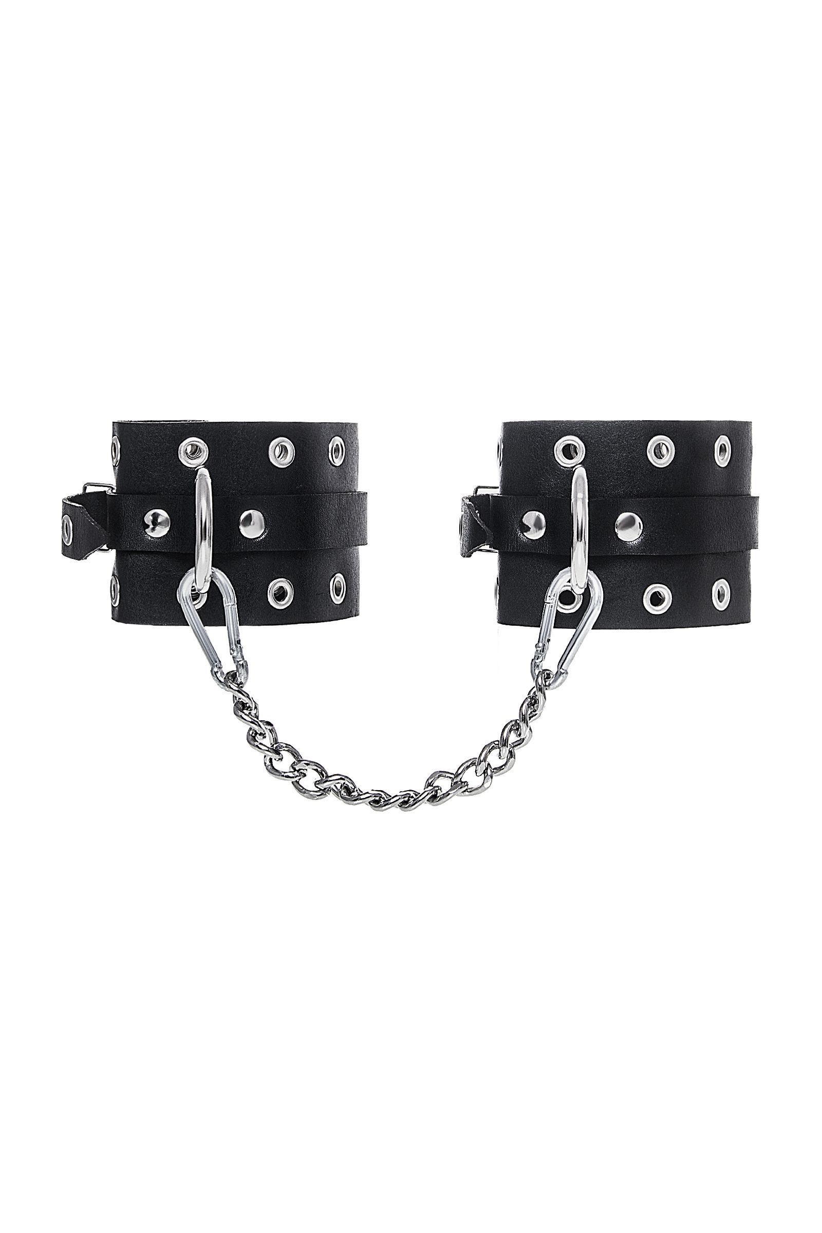 Черные кожаные однослойные оковы с люверсами 2