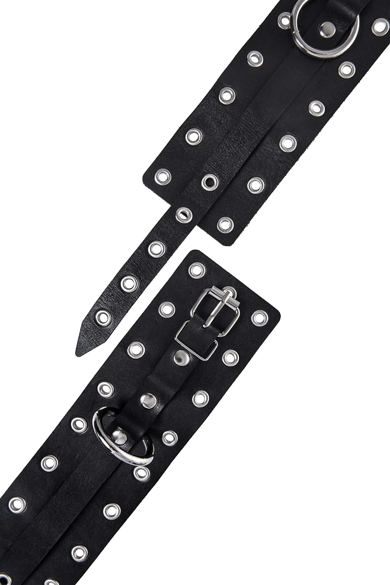 Черные кожаные однослойные оковы с люверсами 6