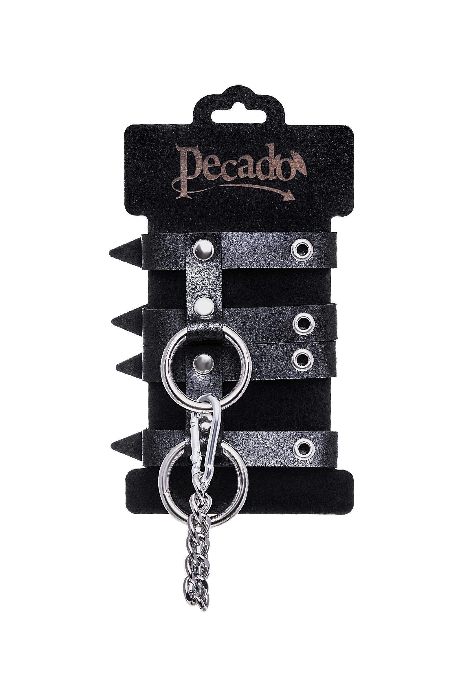 Черные однослойные кожаные наручники из двух ремешков 6