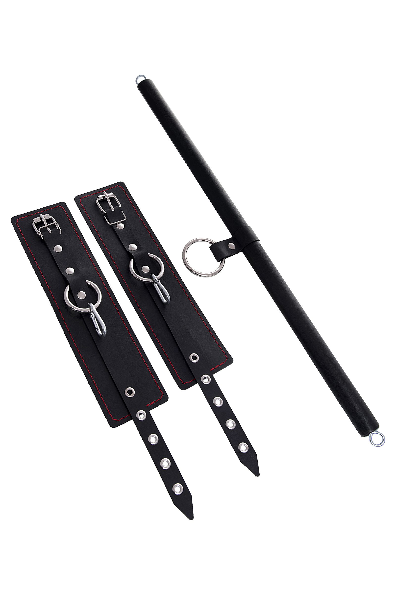 Черная распорка для ног с кожаными манжетами 3