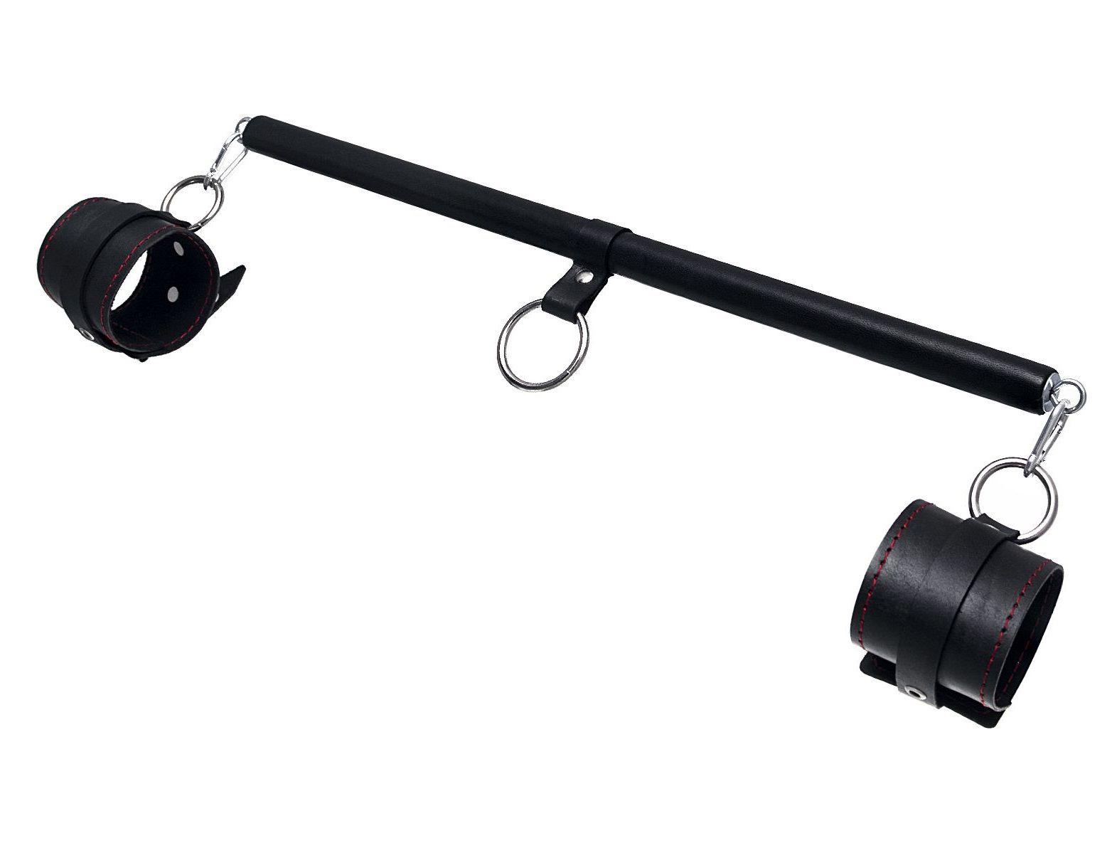 Черная распорка для ног с кожаными манжетами 1