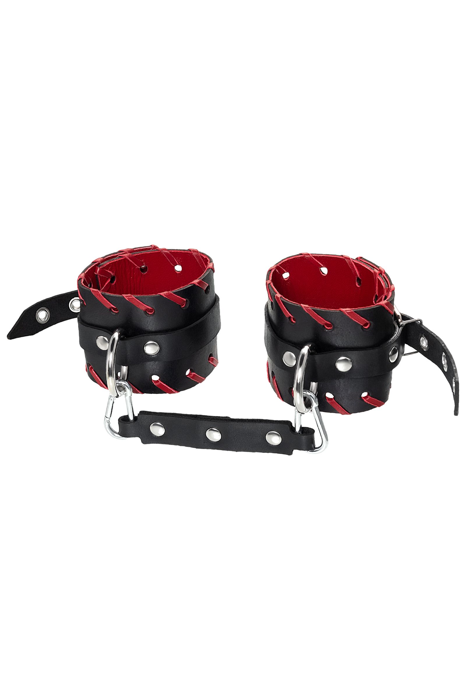 Черно-красные оковы из натуральной кожи 2