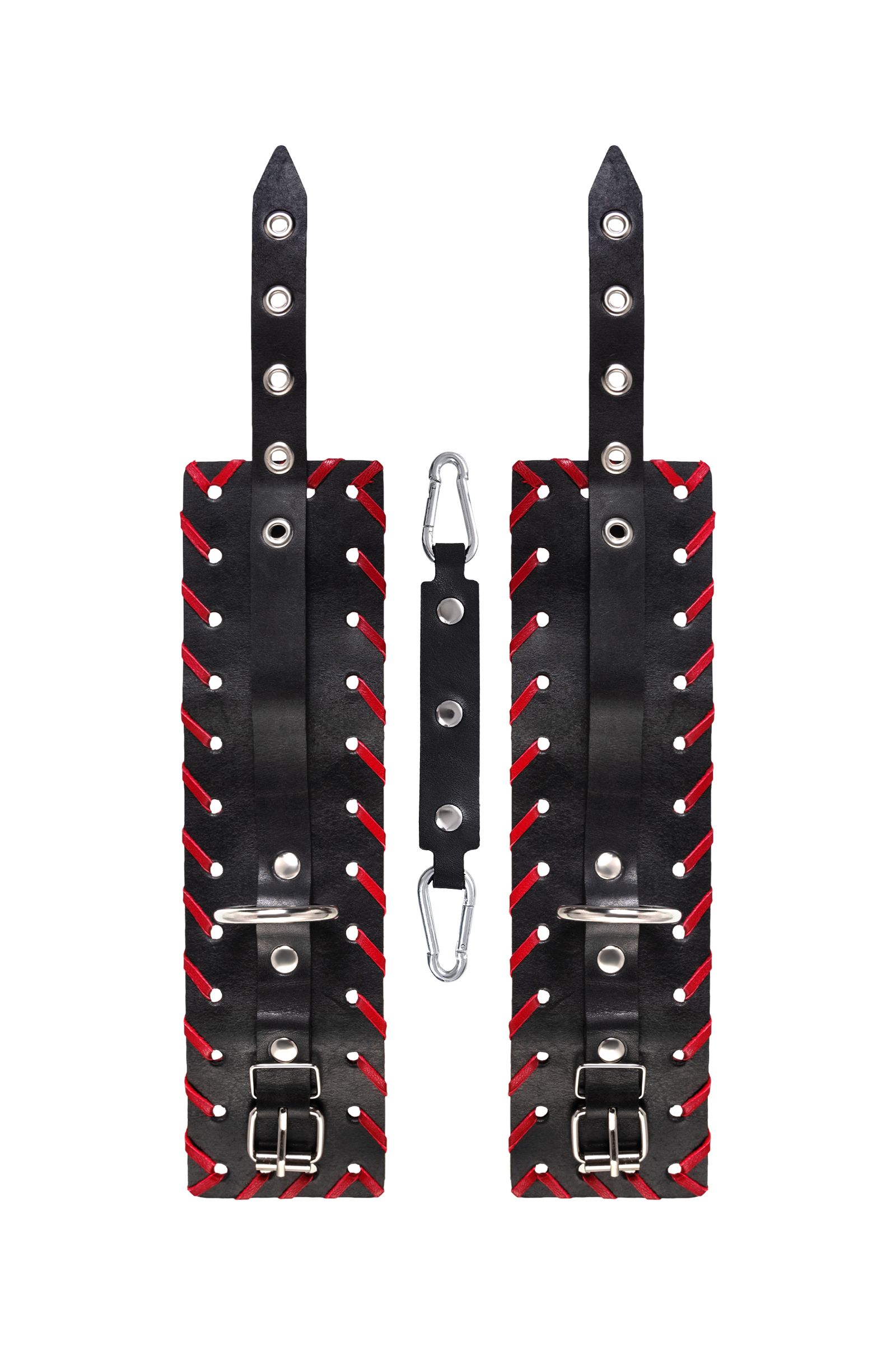 Черно-красные оковы из натуральной кожи 6