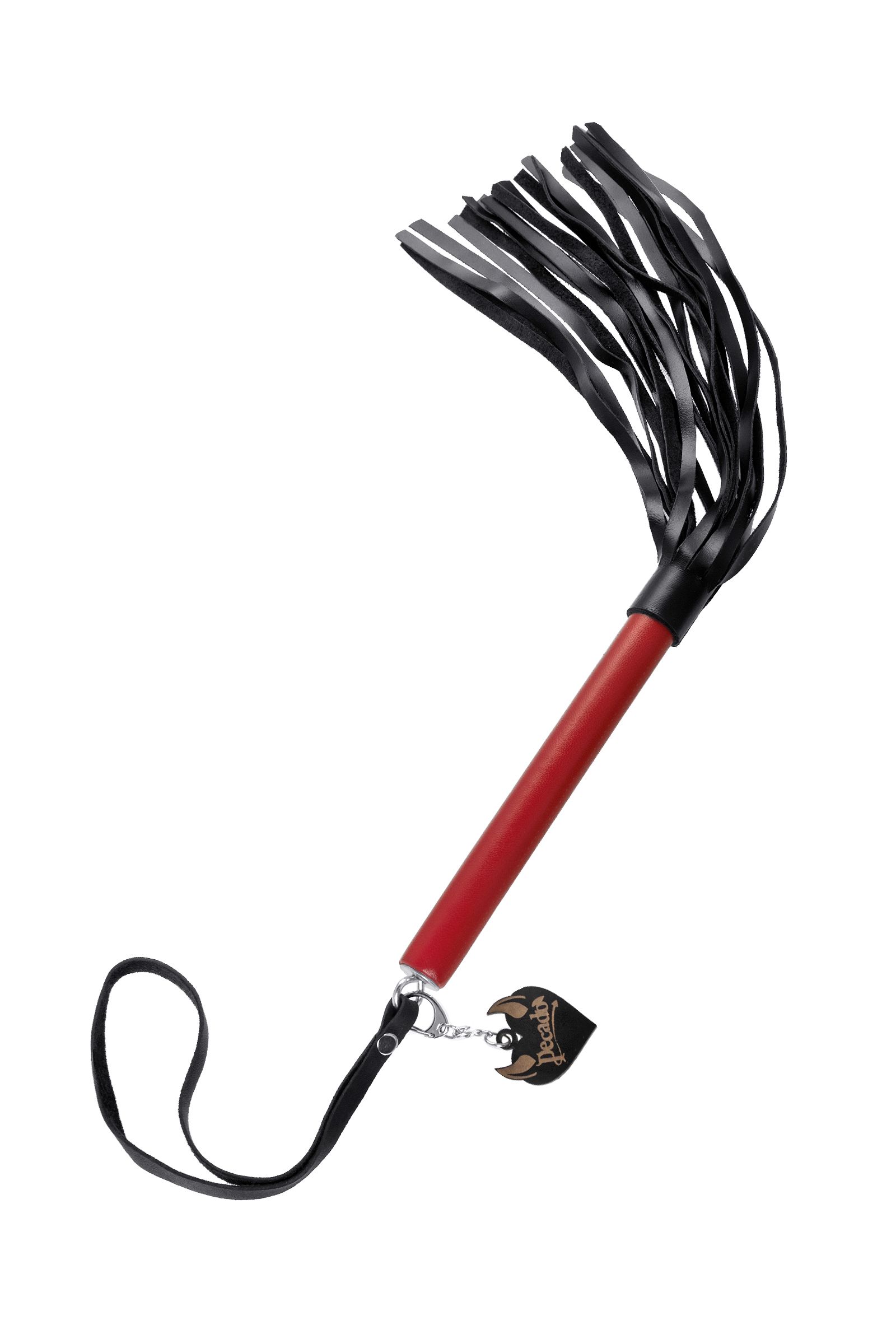 Черно-красная кожаная плеть - 50 см. 2