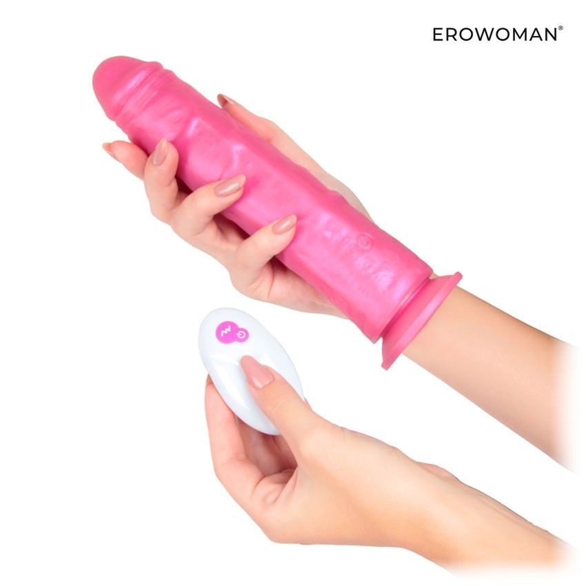 Розовый вибратор-реалистик с пультом ДУ - 22 см. 4