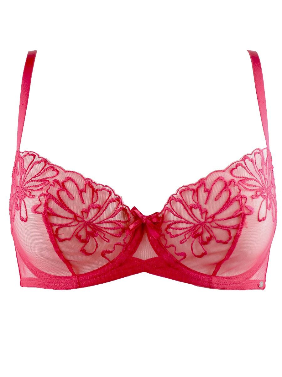 Бюстгальтер-балконет с вышивкой в виде пионов 6