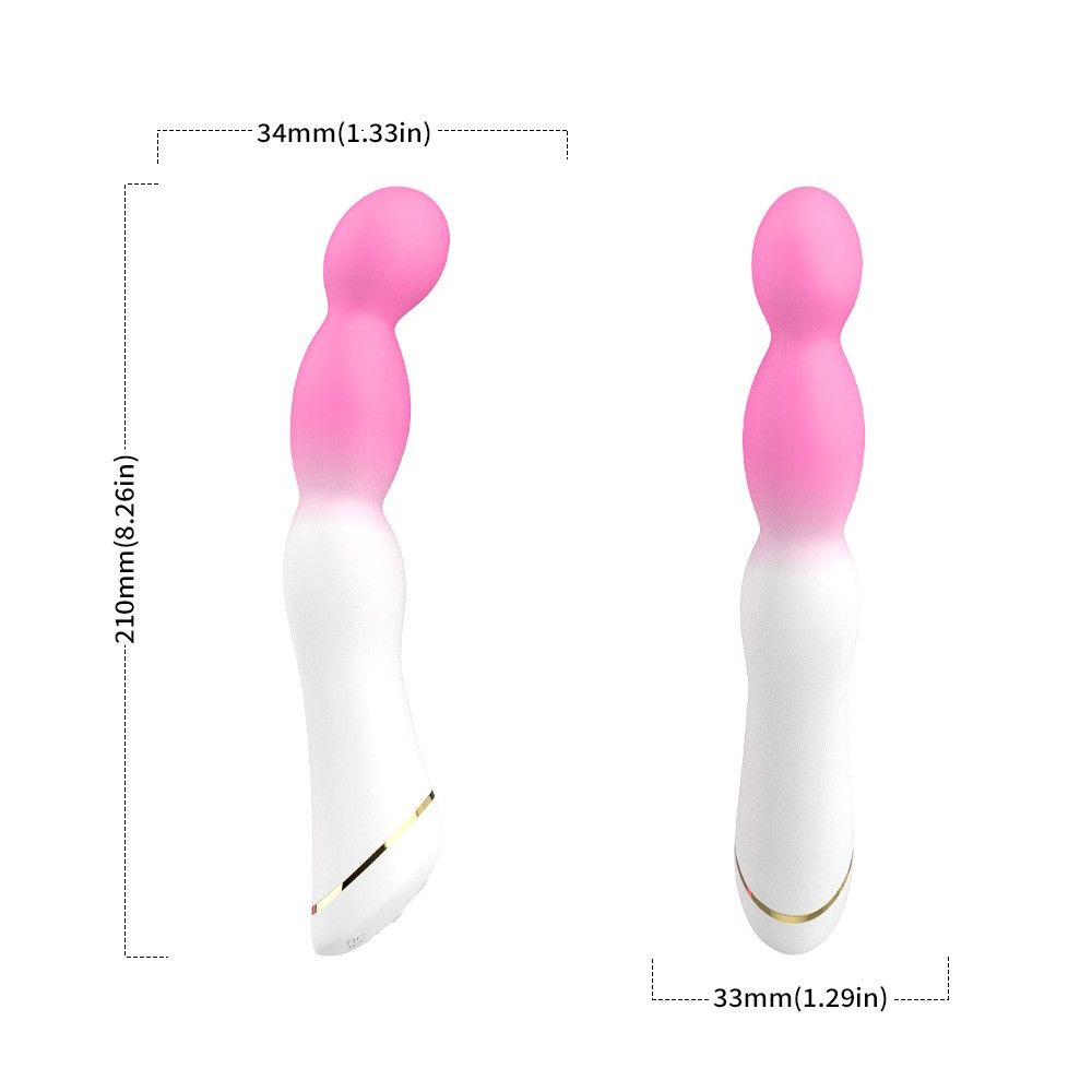 Бело-розовый вибромассажер с круглой головкой - 21,5 см. 5